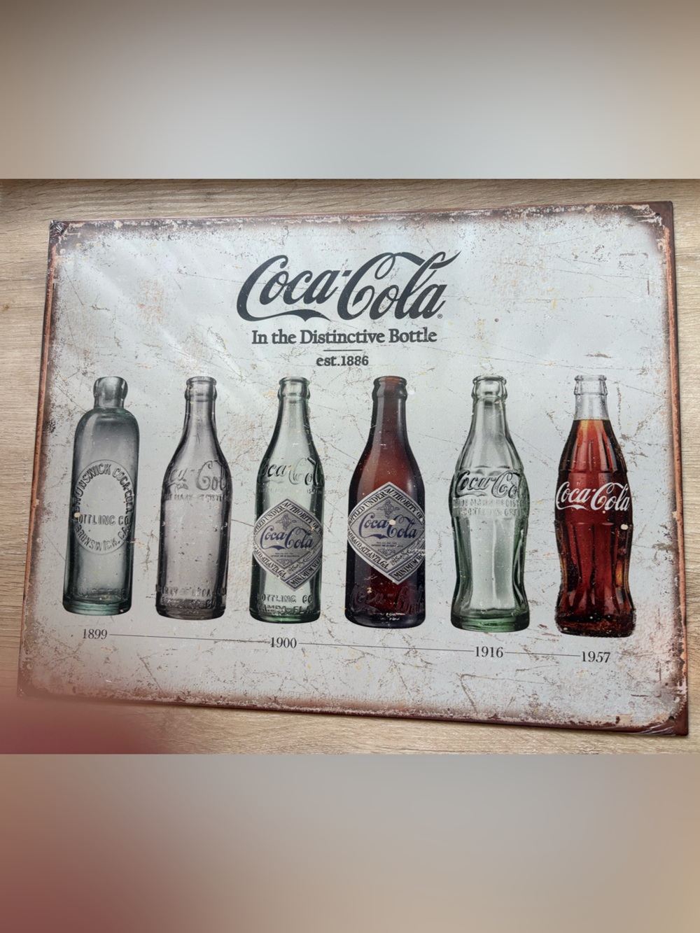 Coca-Cola Bottle Evolution Metal Sign. 12.5”x16” Vintage Design. Made in USA.